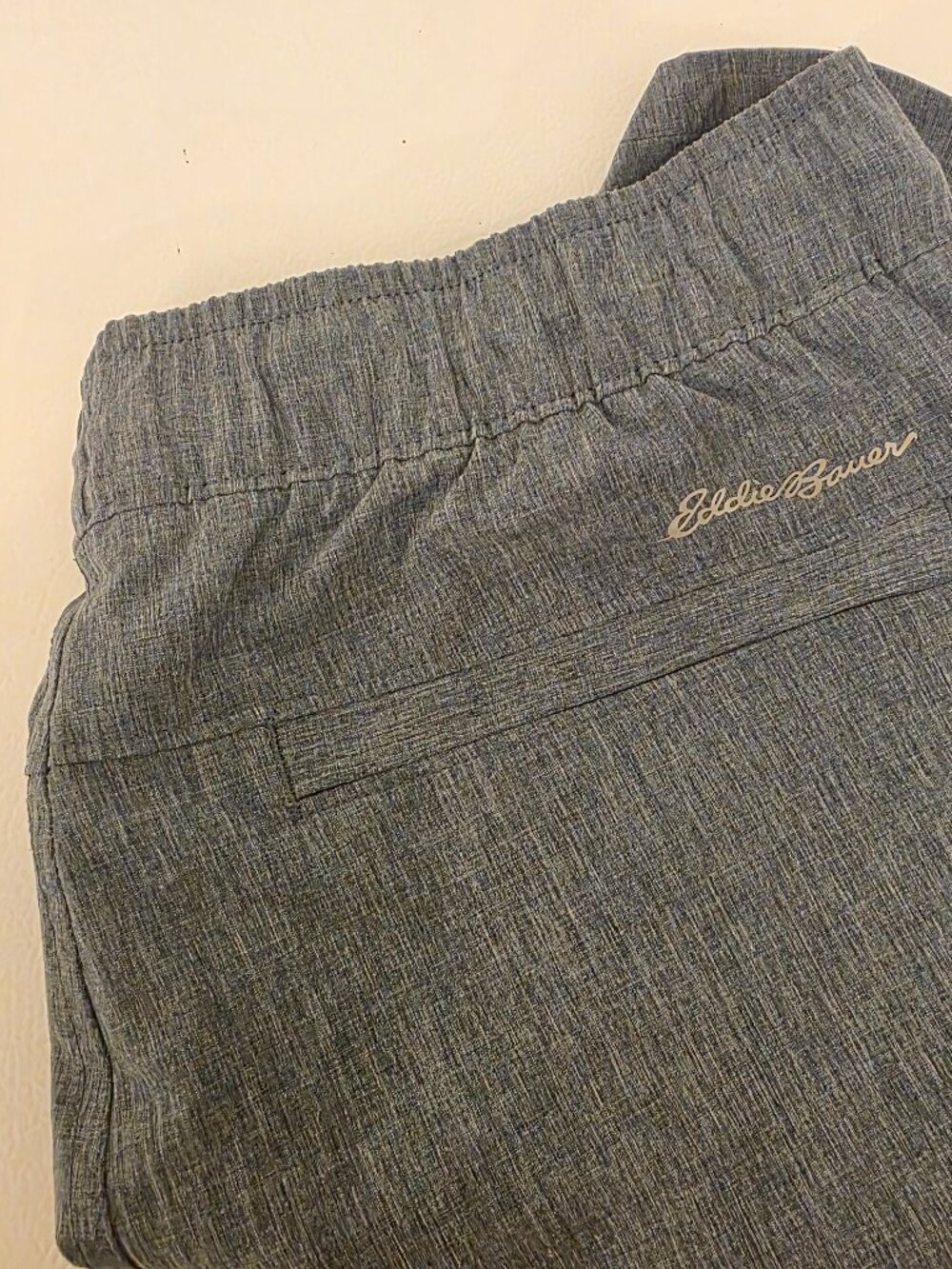 Eddie Bauer Men's Shorts Medium Outdoor Athletic Blue Gray Elastic Tie Waist
